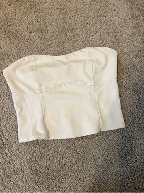 all in motion Cream Strapless Crop Top, Small!